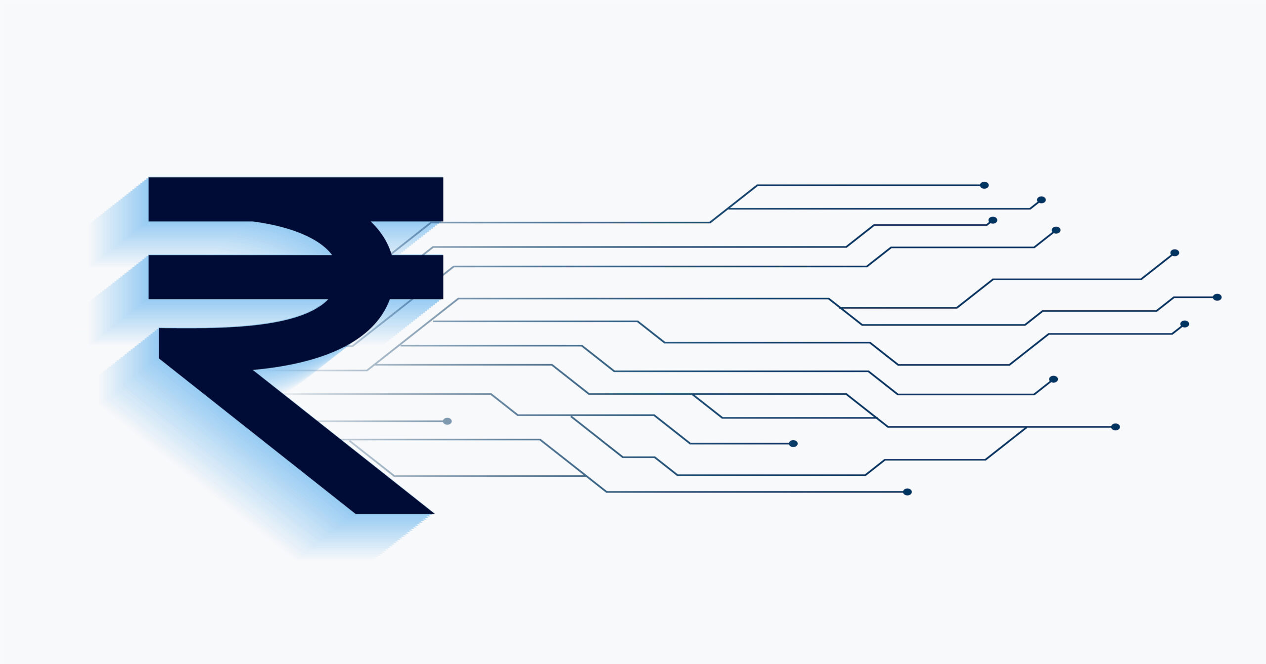 digital indian rupee with circuit lines technology concept vector